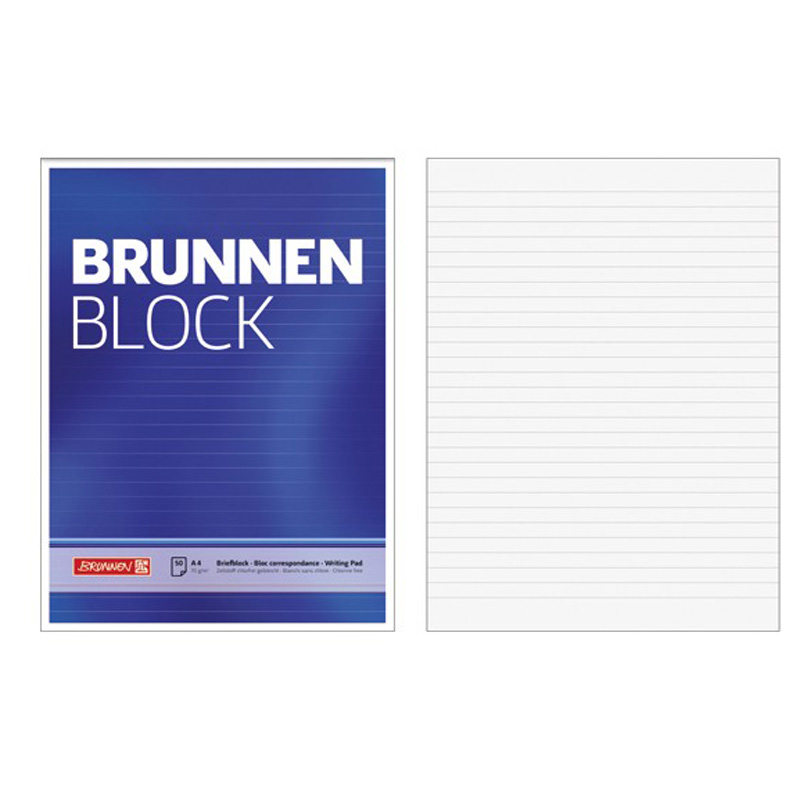 Блокнот Brunnen, склеенный, линейка, 70 гр/м2, А4, 50 листов В линейку-3
