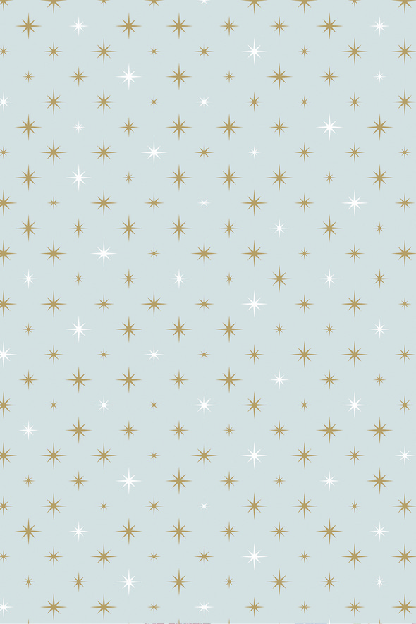 Бумага упаковочная Stewo KR Corona, звезды, 0.7 x 1.5 м Мятный