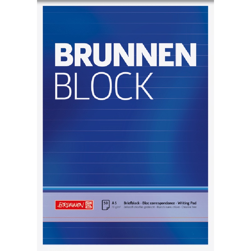Блокнот Brunnen, склеенный, линейка, 70 гр/м2, А5, 50 листов В линейку
