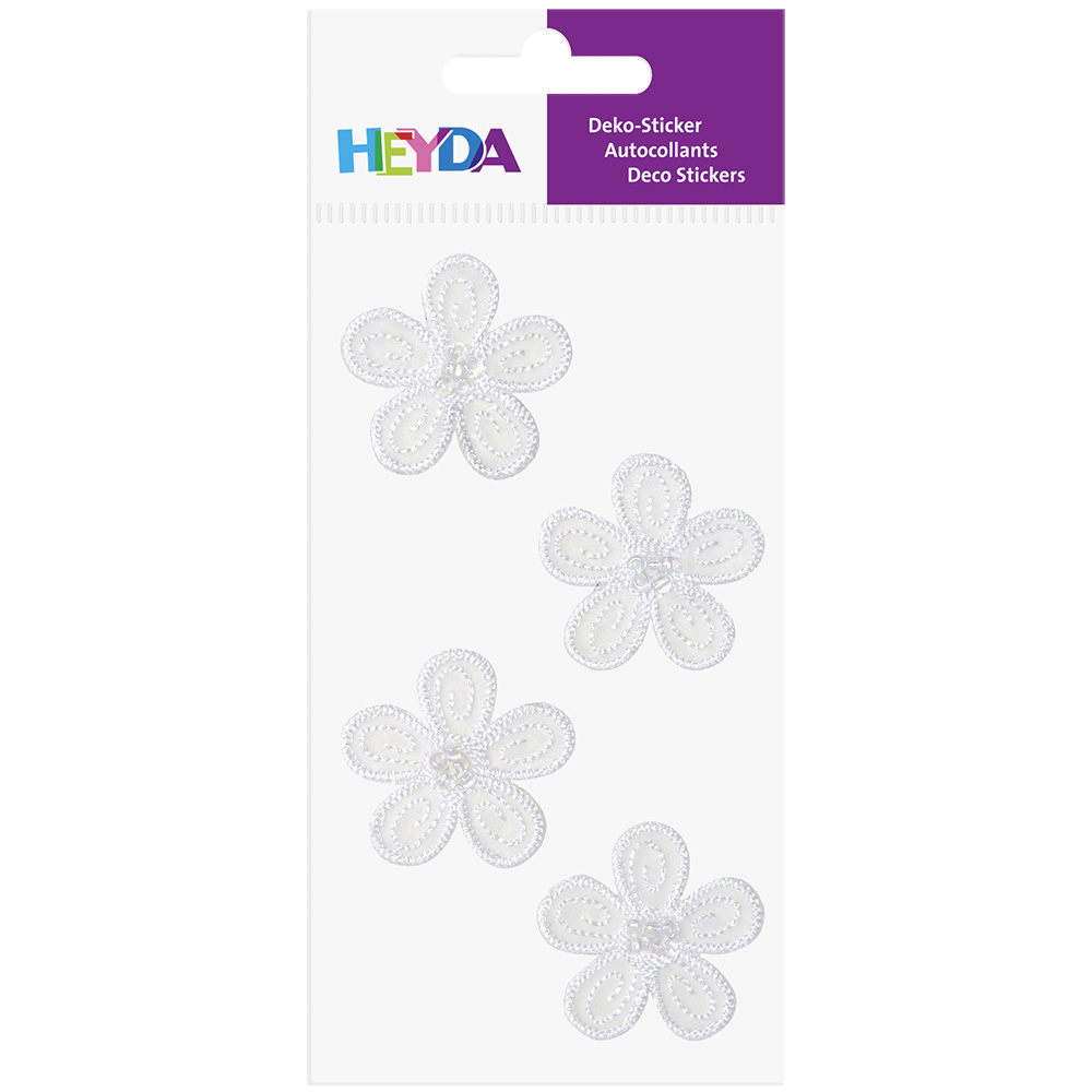 Термоаппликация из ткани Brunnen Heyda Цветок белый, 7.5 x 16.5 см, блистер Цветы