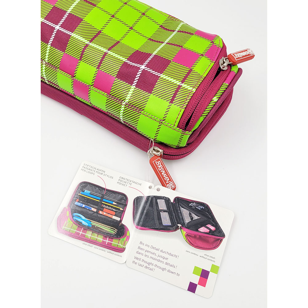 Пенал школьный Brunnen Case Duo, на молнии, 22 х 11 х 6 см Розово-зеленый-4