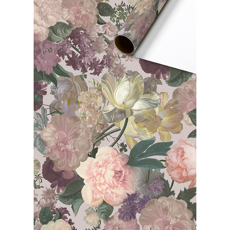 Бумага упаковочная Stewo Aidana, 0.7 x 1.5 м, розовая Цветы
