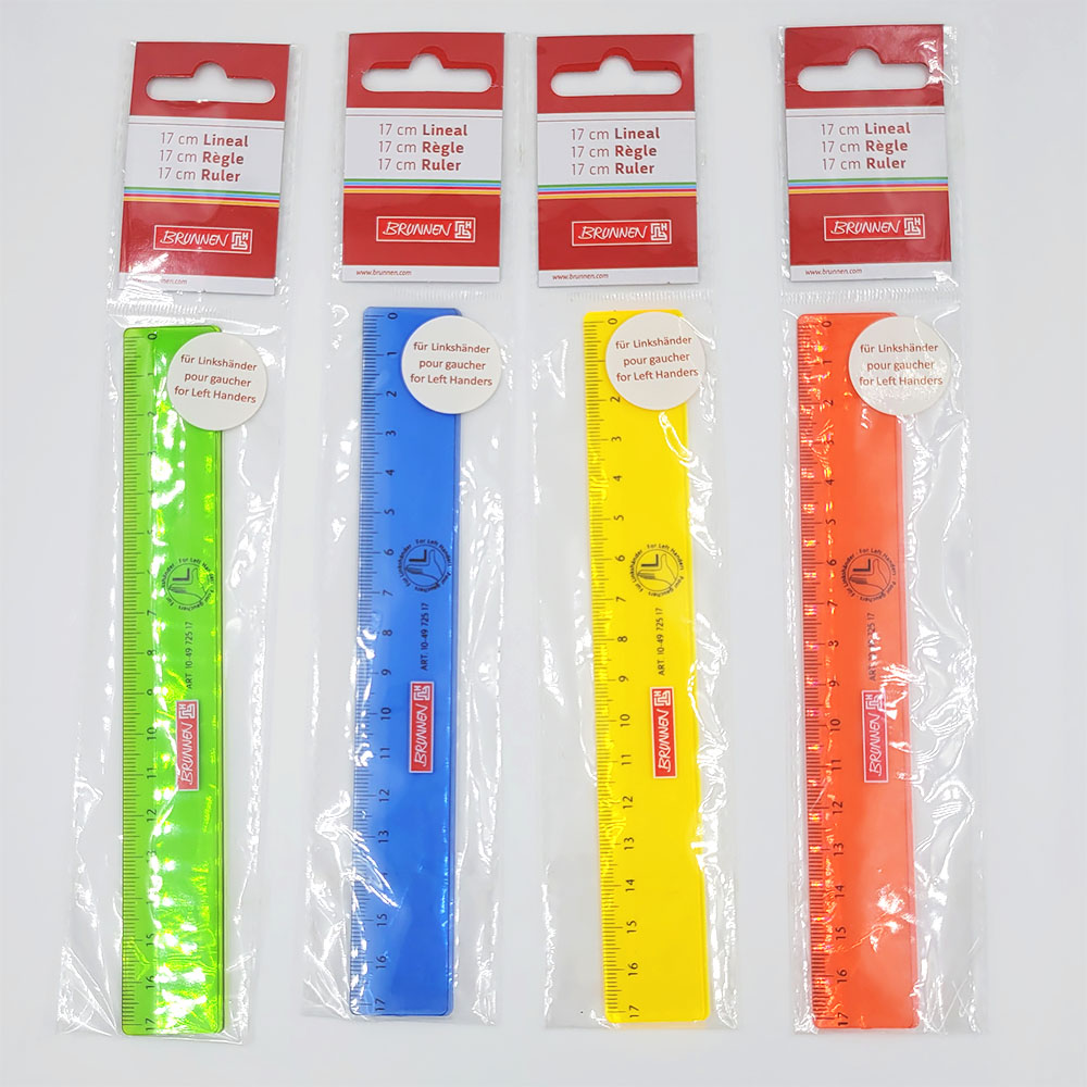 Линейка для левши Brunnen, шкала справа налево, 17 см Красный-4