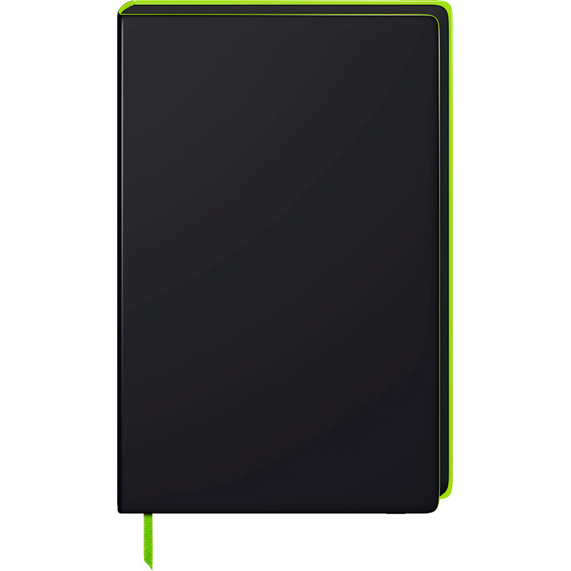 Блокнот Brunnen Premium Neon, точка, 90 гр/м2, 12.5 x 19.5 см, 96 листов, зеленая окантовка, черный Черный