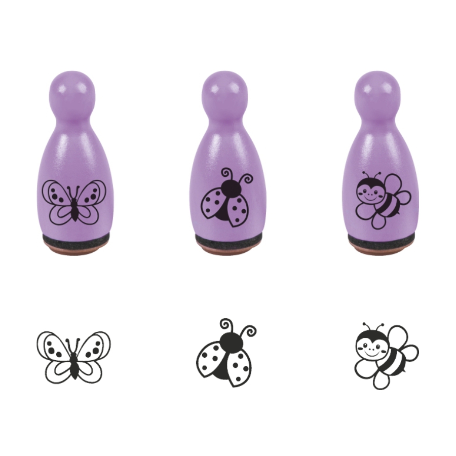 Набор штампов Brunnen Heyda Kегли, (пчелка, божья коровка и бабочка) Фиолетовый