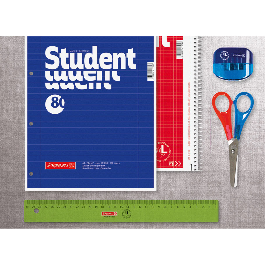 Линейка для левши Brunnen, шкала справа налево, 30 см Желтый-2