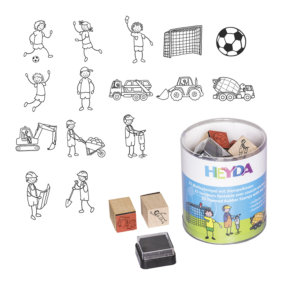 Набор штампиков Brunnen Heyda Футбол + Машины, 15 шт Пластиковый стакан