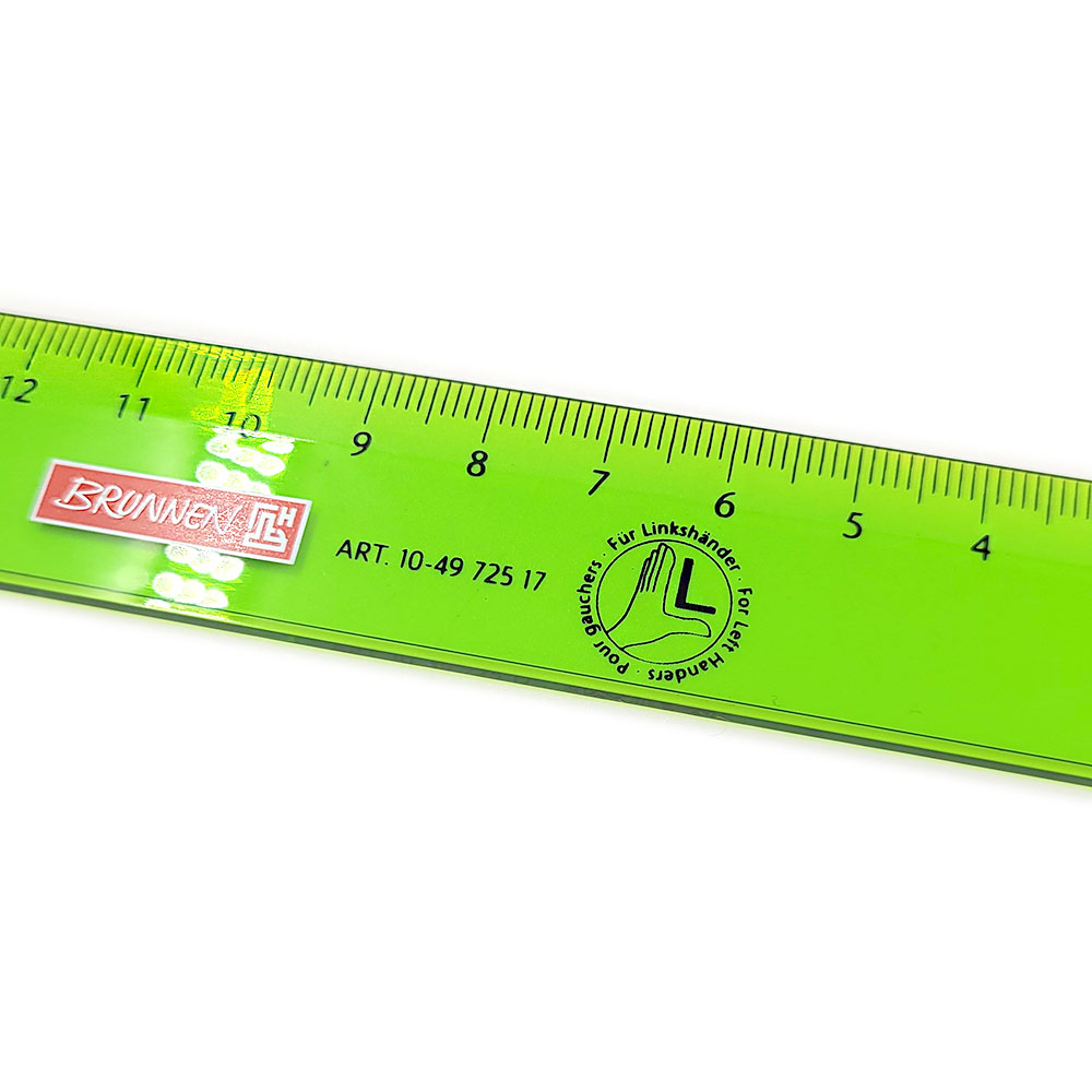 Линейка для левши Brunnen, шкала справа налево, 17 см Желтый-2
