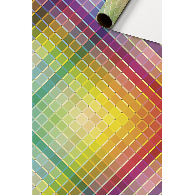 Бумага упаковочная Stewo Solar gelb, 0.7 x 2 м Цветные квадраты