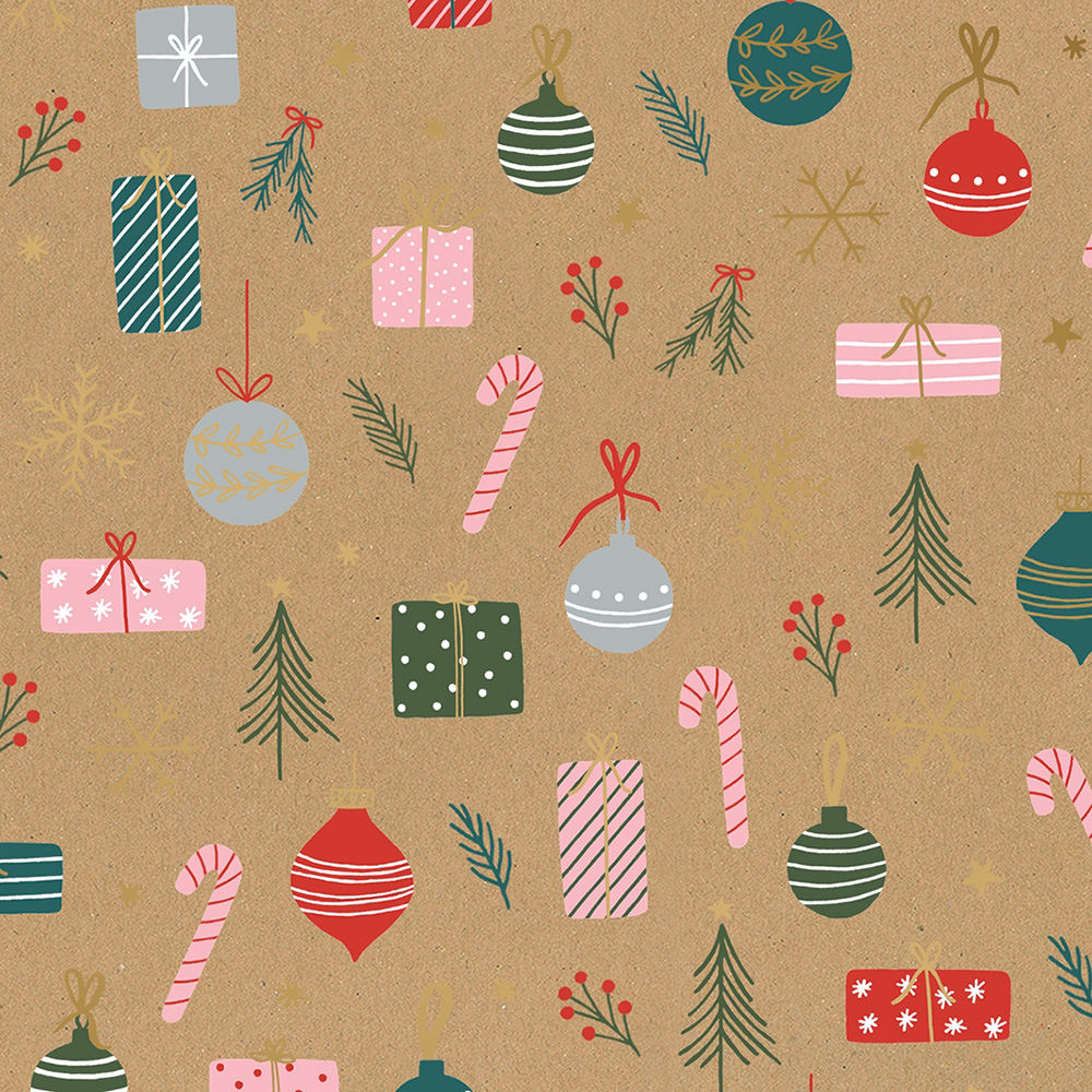 Бумага упаковочная для подарков рулон Stewo Noah, 0.7 x 2 м Коричневый-2