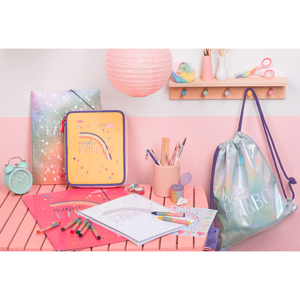 Пенал школьный Brunnen Magic Rainbow XXL, с наполнением, 23 x 19 x 4 см Радуга-5