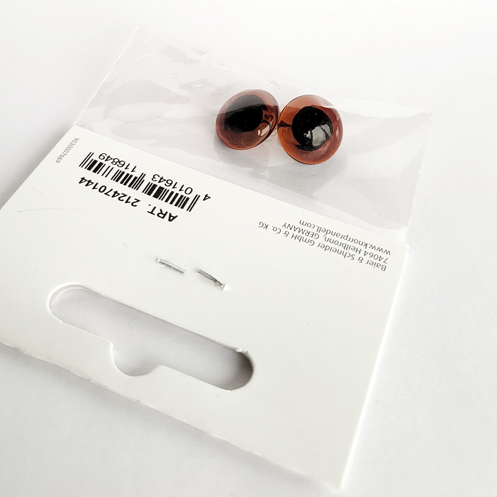 Глаза для игрушек Brunnen Knorr Prandell, пришивные, стеклянные, 14 мм, 2 штуки, блистер Блистер-2